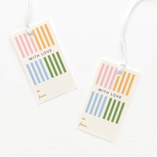 Gift Tag: With Love Cabana Stripes
