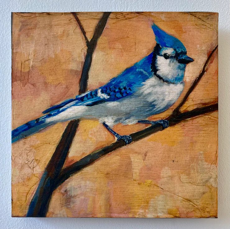 Art Plaque | Blue Jay on Rust – Dana Herbert Accessories