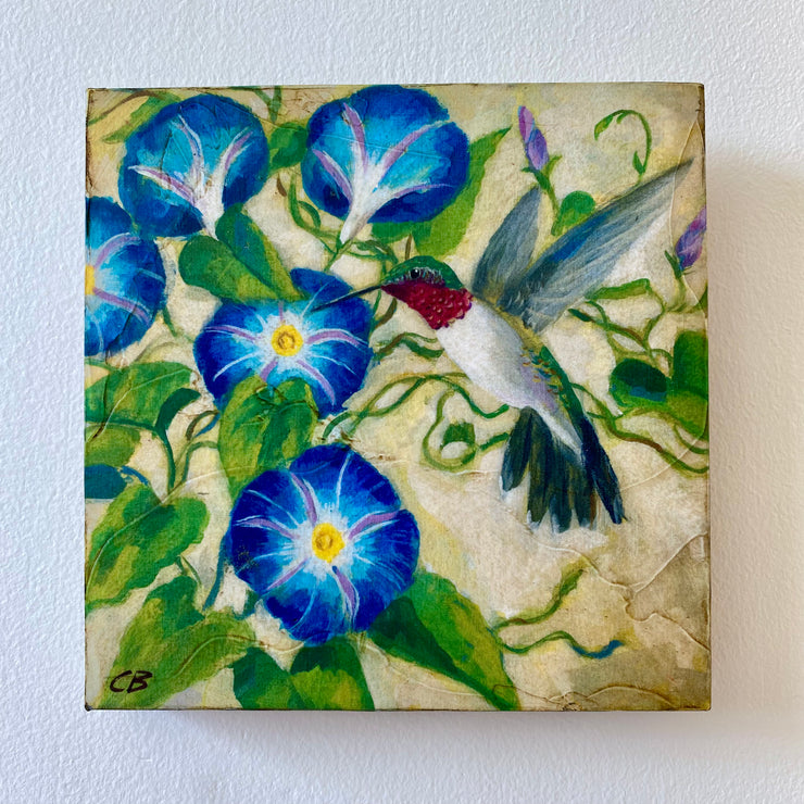 Hummingbird and Flowers Art Print