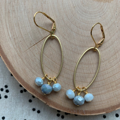 Gold Oval Cluster Earrings
