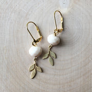 Gold Botanical + Gemstone Earrings