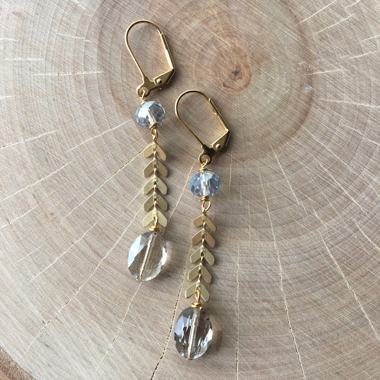 Gold Fishtail + Gemstone Earrings