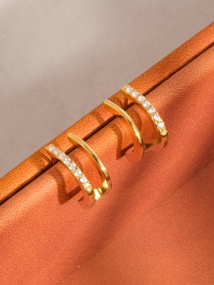 Post Earring | CZ Double Hoop