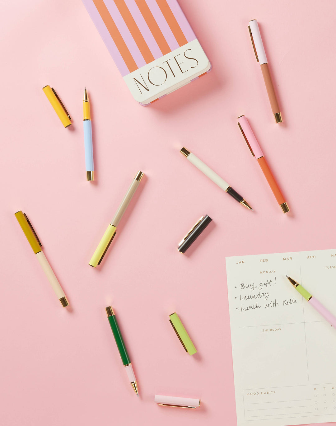 Color Block Pens | Set of 2 | Red Orange + Emerald