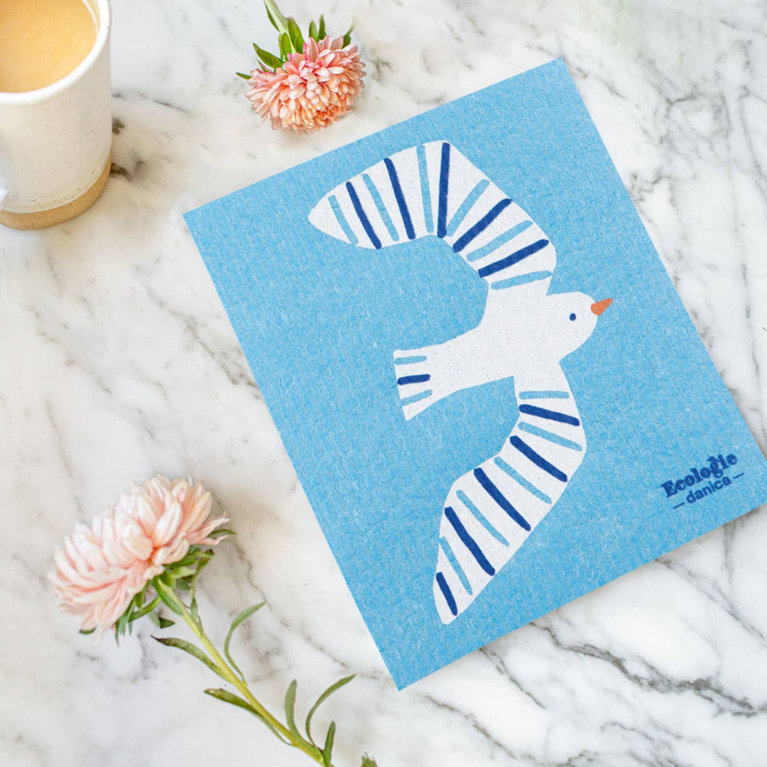 Swedish Dishcloth | Bird on Blue