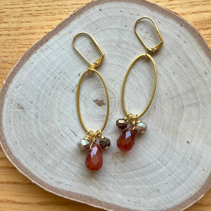 Gold Oval Cluster Earrings