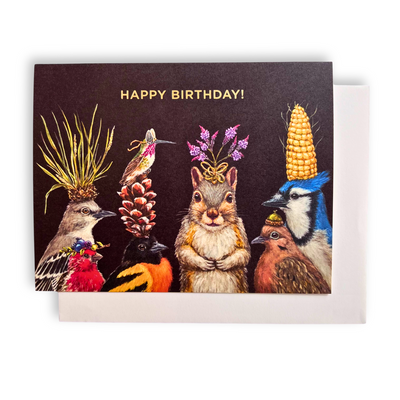Happy Birthday "Bird Masks" Card