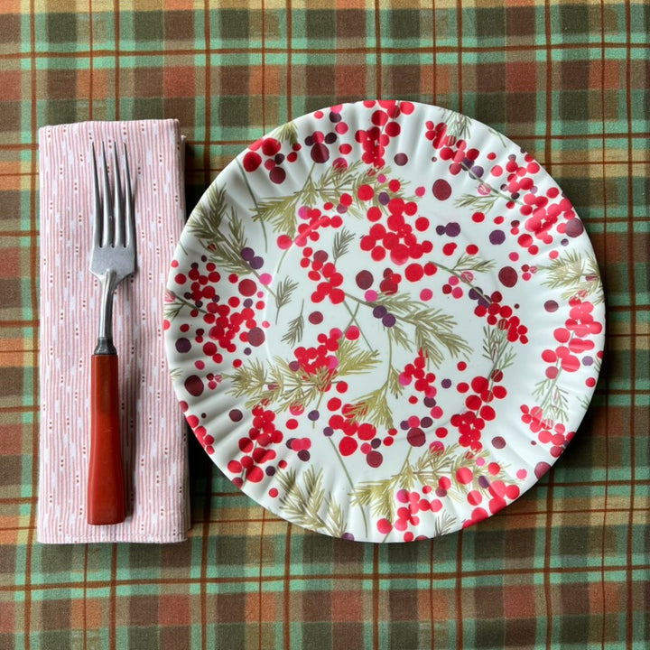 Melamine "Paper" Plates | Winter Berries
