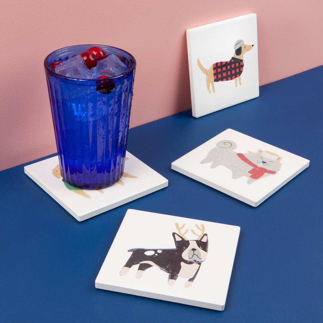 Coaster Set | Christmas Dogs