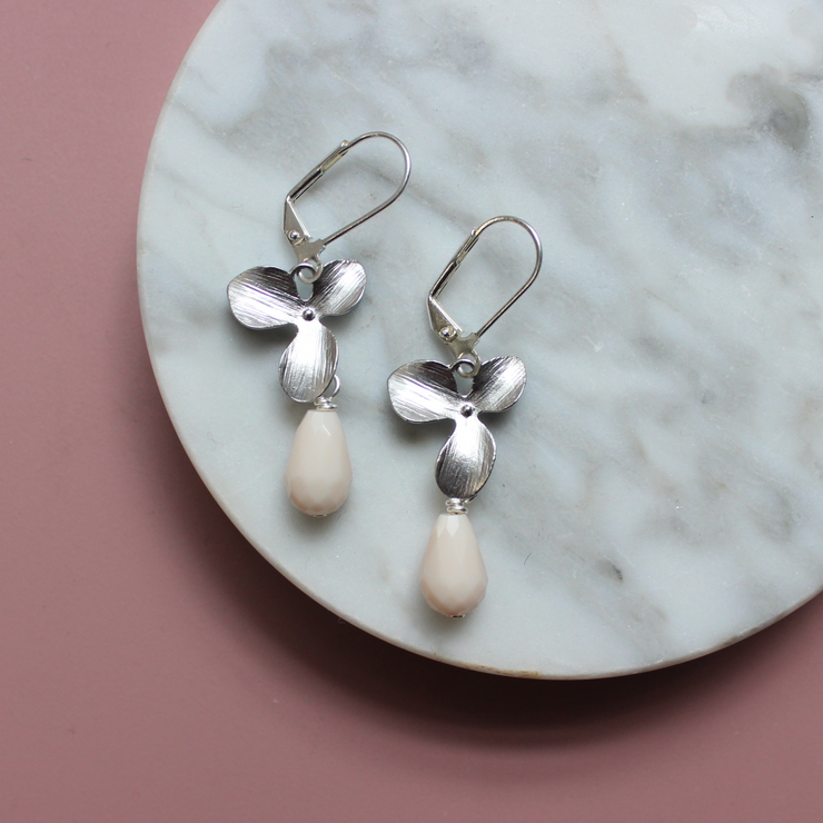 Silver Magnolia Earrings