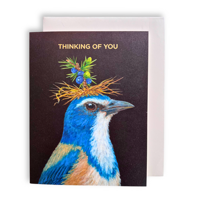 Blank Card "Thinking Of You Blue Jay"