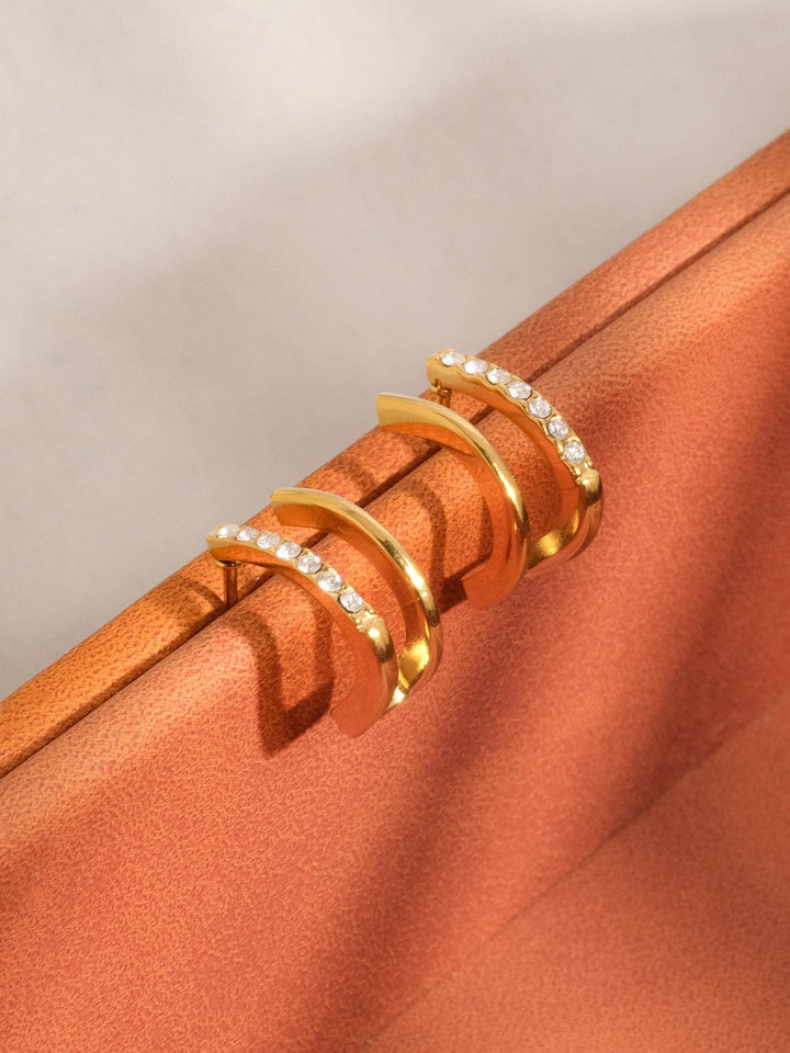 Post Earring | CZ Double Hoop