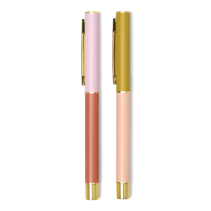 Color Block Pens | Set of 2 | Red Orange + Emerald