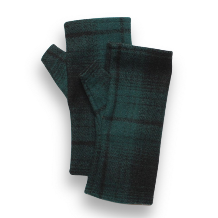 Poly Plaid Fingerless Gloves