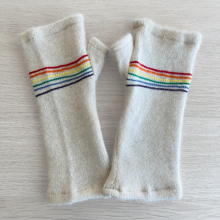 Fingerless Cashmere Gloves "Rainbows"
