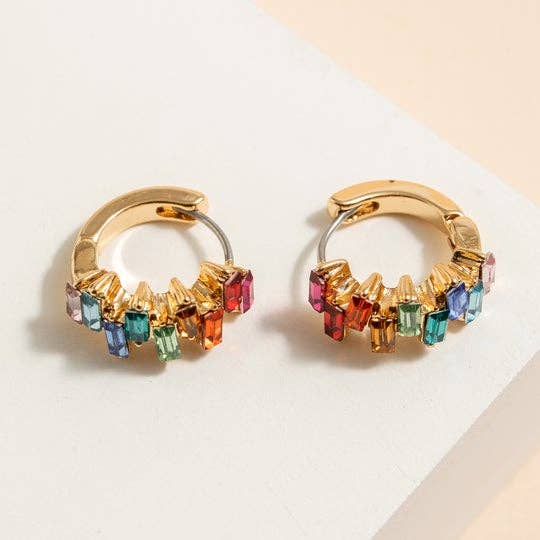 Baguette CZ Huggie Earrings