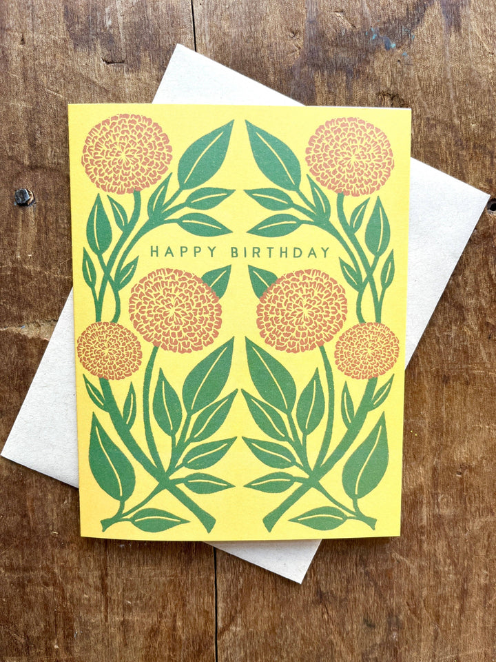 Birthday Card "Yellow + Green Floral"