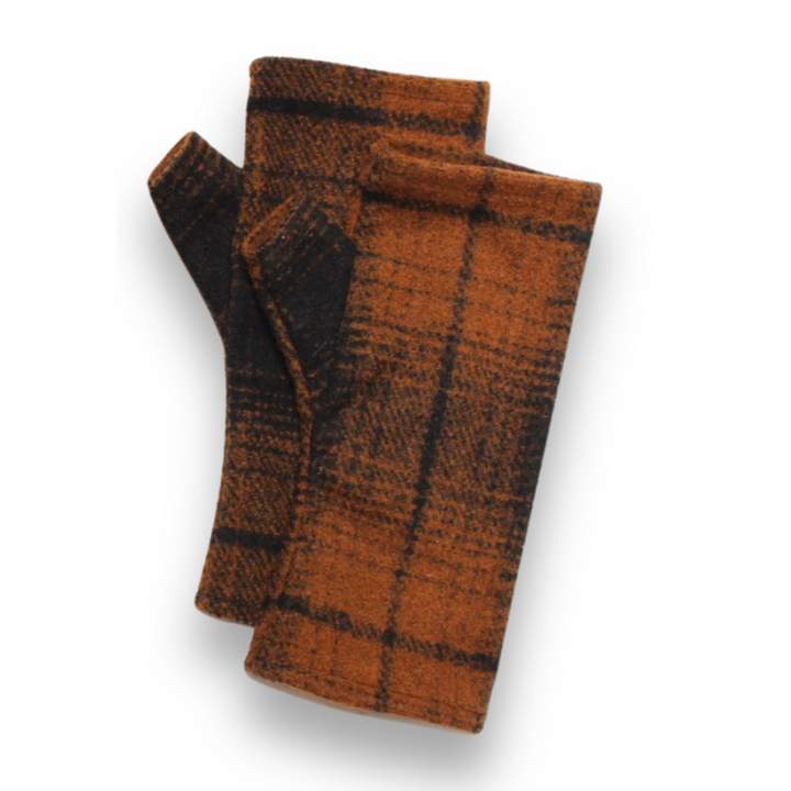 Poly Plaid Fingerless Gloves