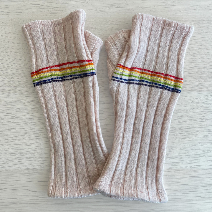 Fingerless Cashmere Gloves "Rainbows"