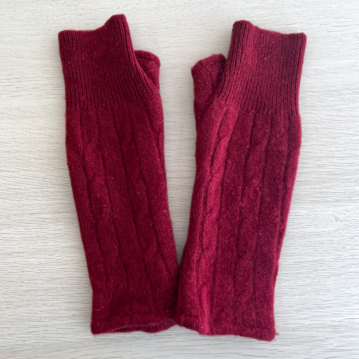 Fingerless Cashmere Gloves "Cable Knit Solids"