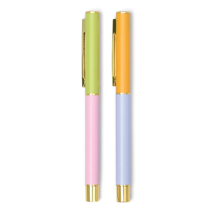 Color Block Pens | Set of 2 | Red Orange + Emerald