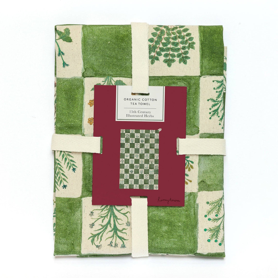Tea Towel | Organic Cotton Illustrated Herbs