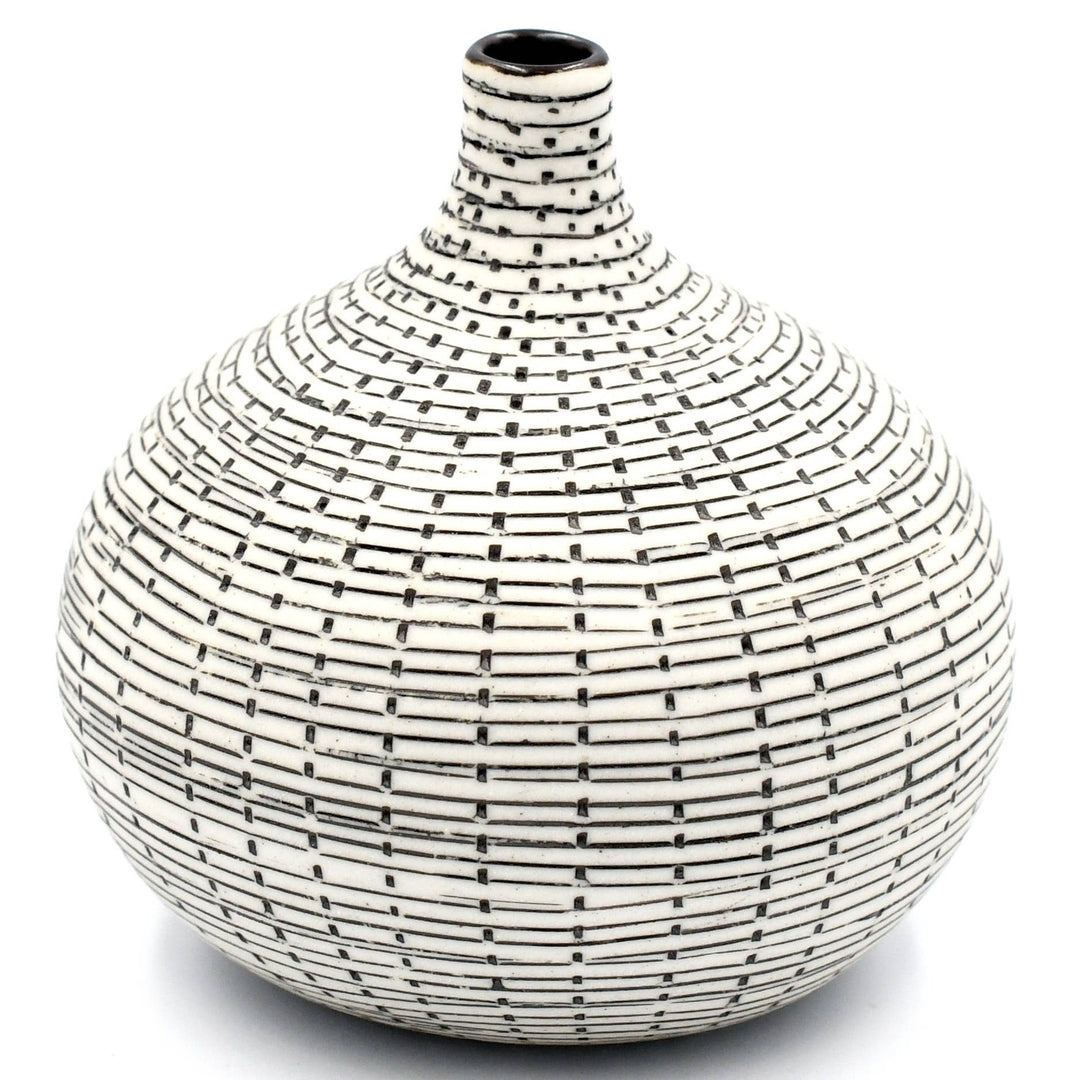 Bud Vase Tiny | Black + Ivory Geometric