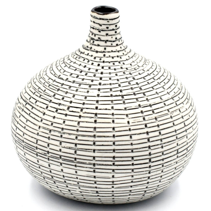Bud Vase Tiny | Black + Ivory Geometric