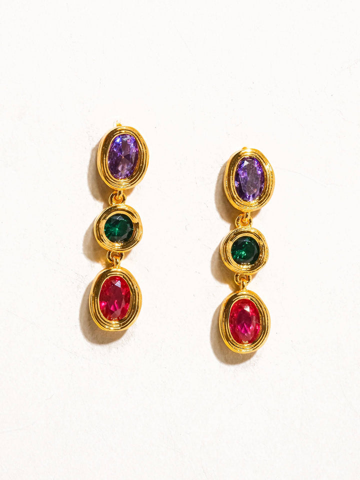 Post Earring | Multi Color CZ Drop
