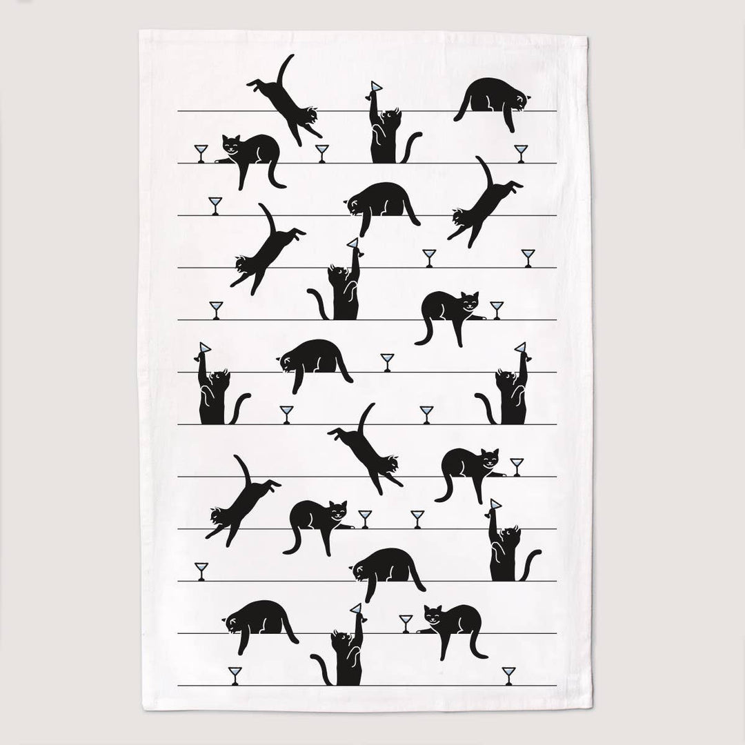 Tea Towel | Black Cat Martini