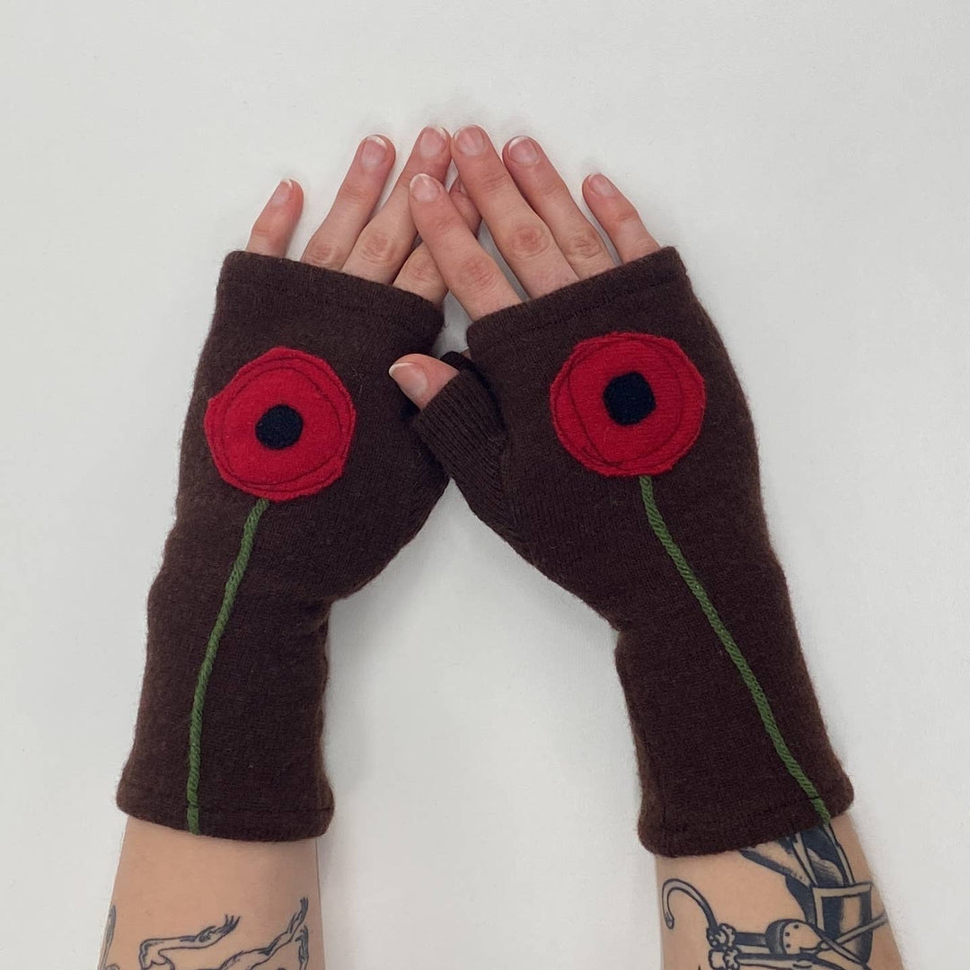 Fingerless Cashmere Gloves "Mod Bloom"