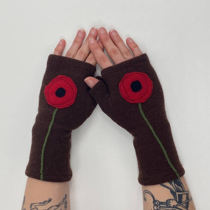 Fingerless Cashmere Gloves "Mod Bloom"