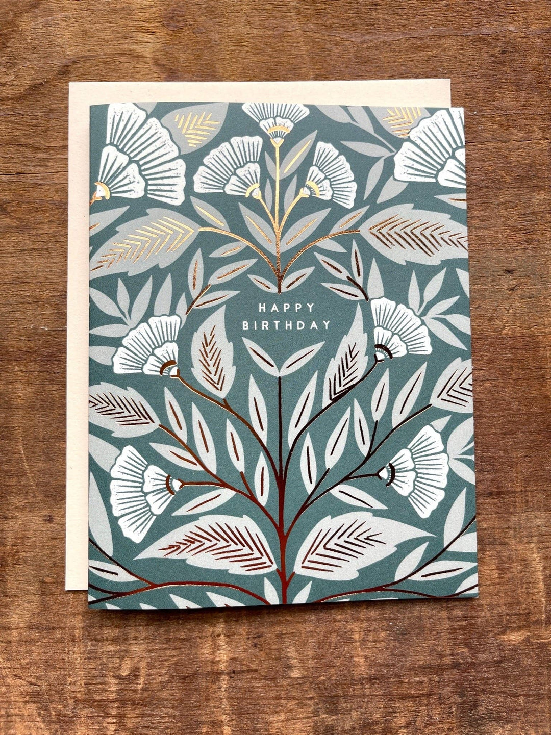 Birthday Card "White Flowers on Teal"