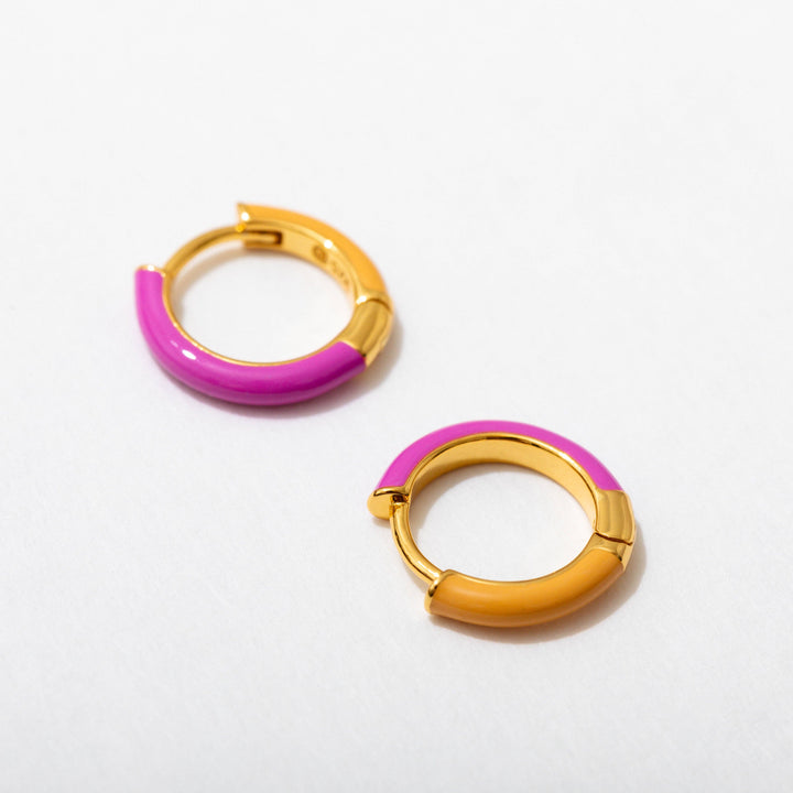 Two Tone Enamel Huggie Hoops