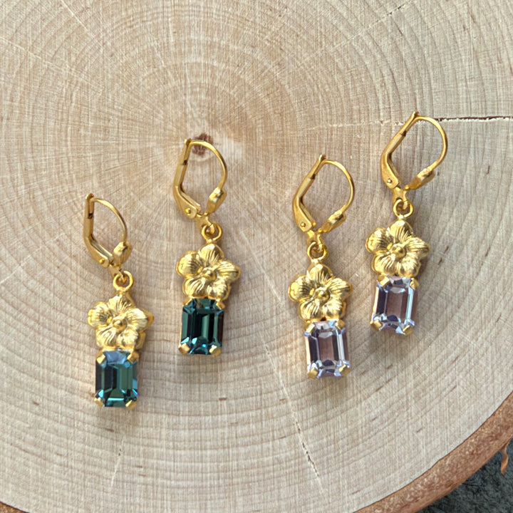 La Vie Flower + Crystal Earrings