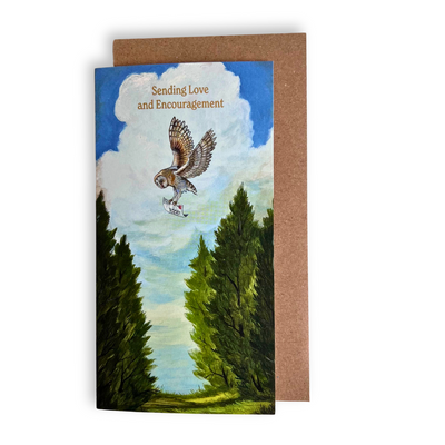 Blank Encouragement Card "Owl Carrier"