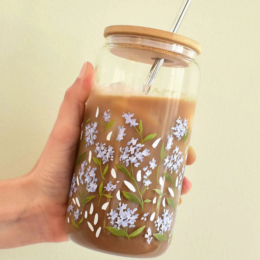 Hydrangeas Glass Cup