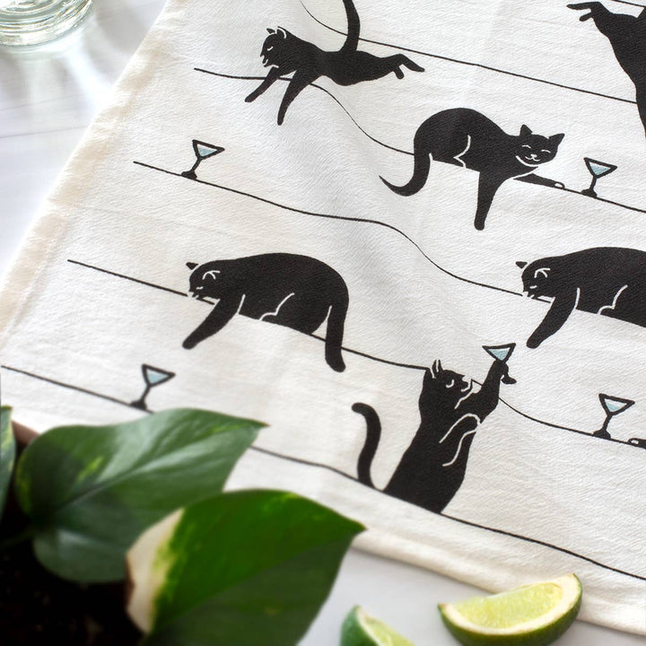 Tea Towel | Black Cat Martini