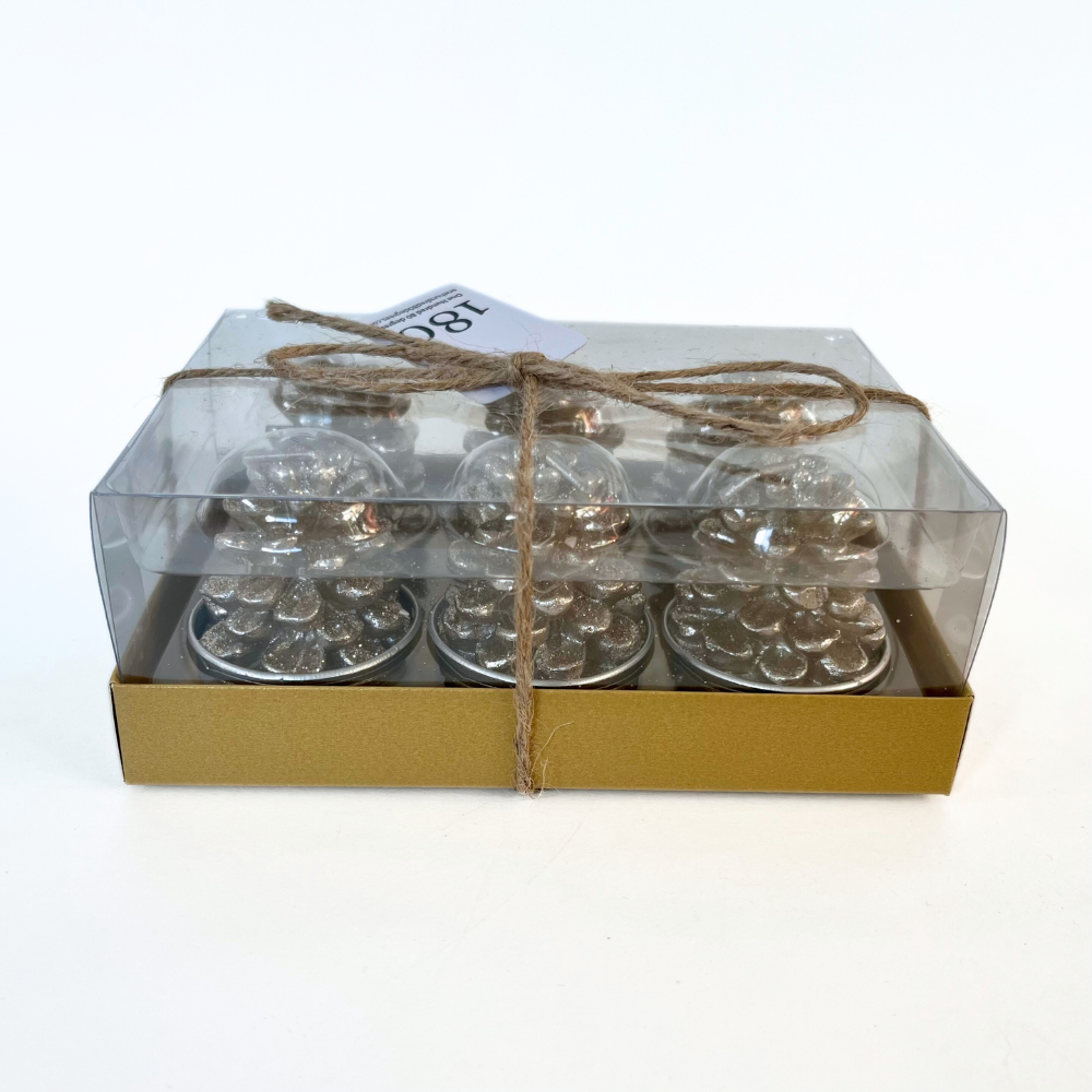 Christmas Votive Set | Silver Pinecones