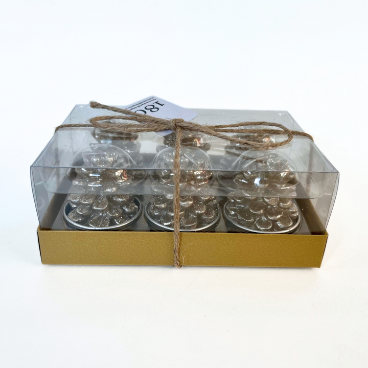 Christmas Votive Set | Silver Pinecones