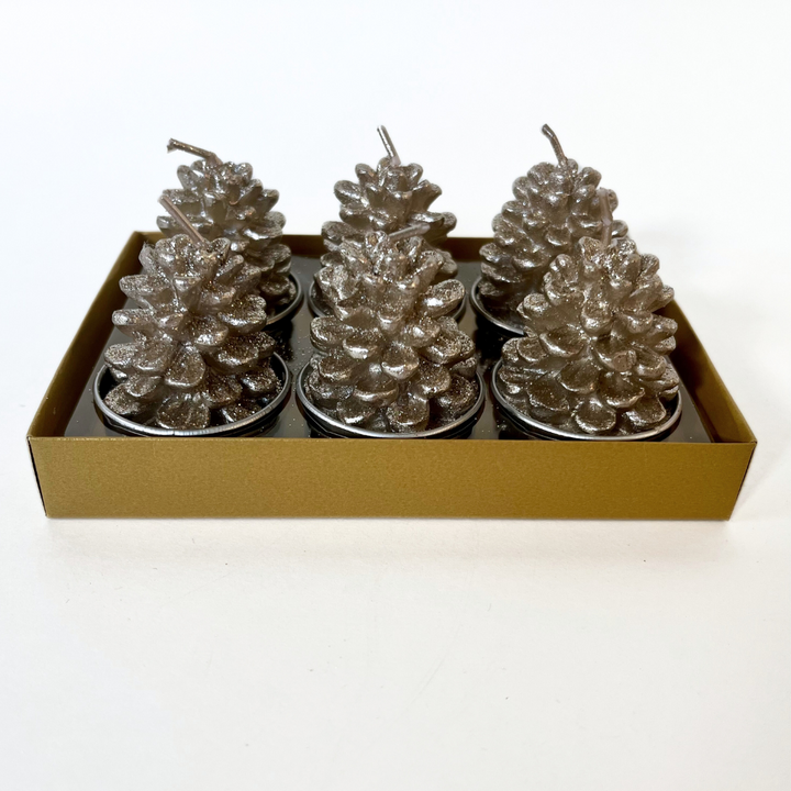 Christmas Votive Set | Silver Pinecones