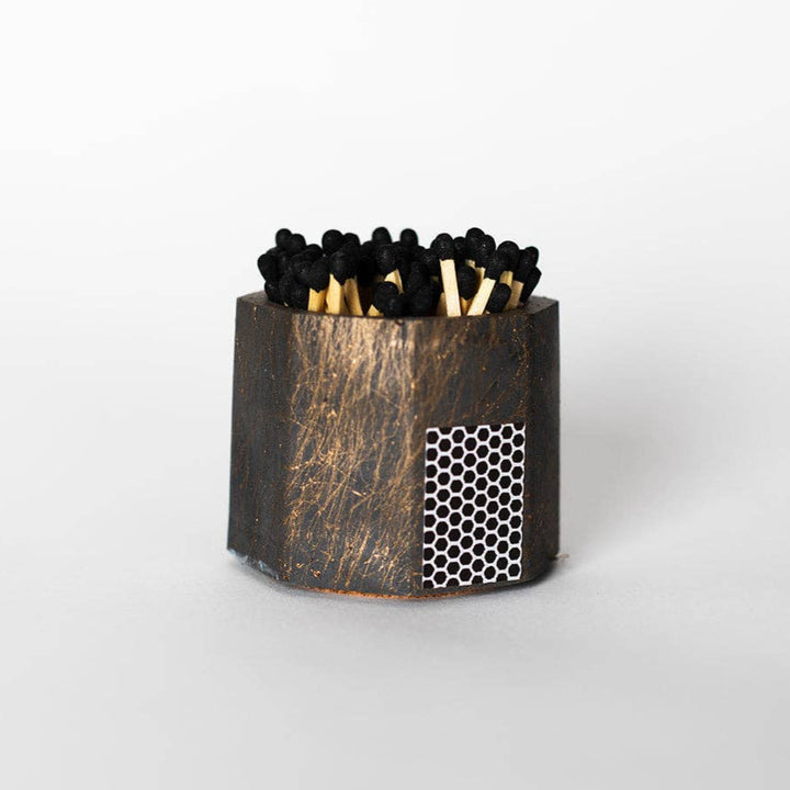 Gold & Black Match Holder w/ Striker and Black Matches