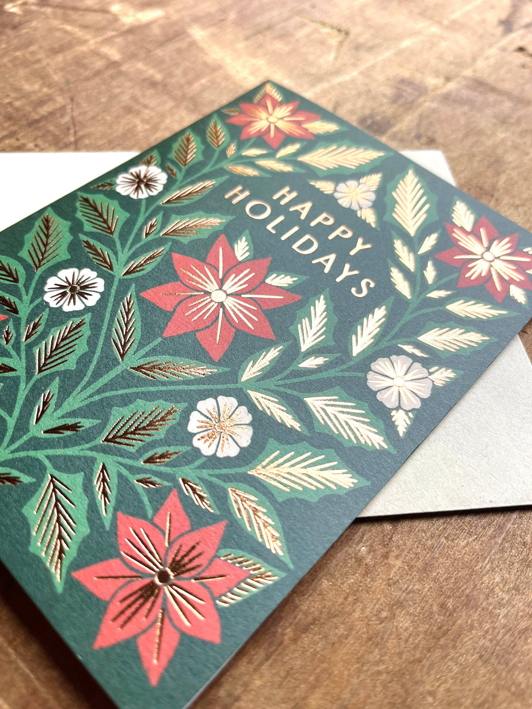 Boxed Holiday Cards "Poinsettia on Green"