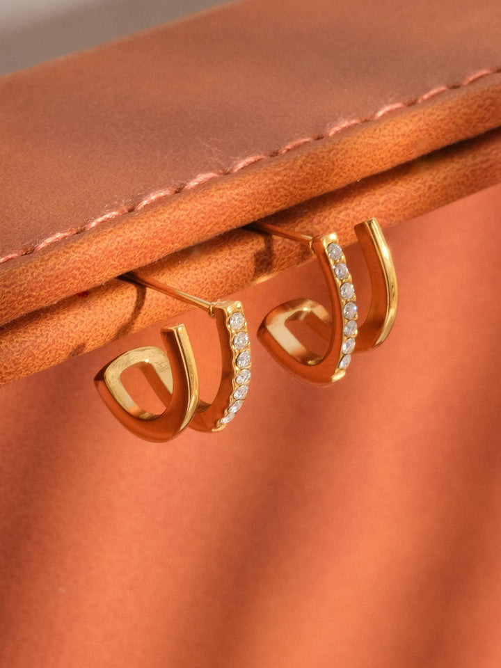 Post Earring | CZ Double Hoop