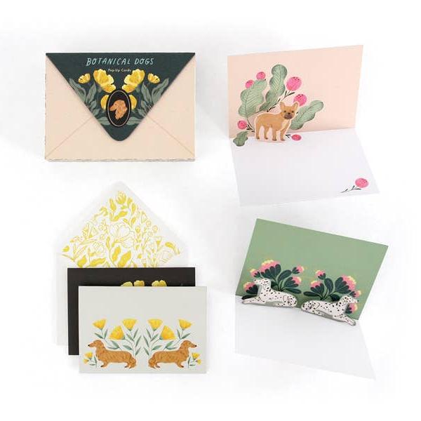 Boxed Blank Pop-Up Cards "Botanical Dogs"