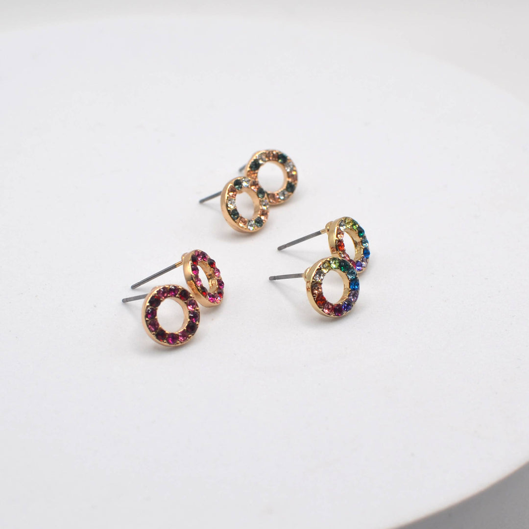 Mini Open Round Minimal Dainty Post Stud Earrings