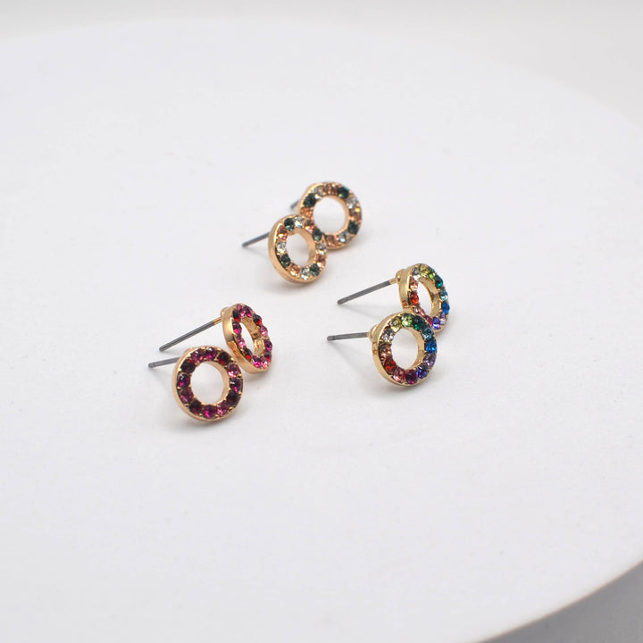 Mini Open Round Minimal Dainty Post Stud Earrings