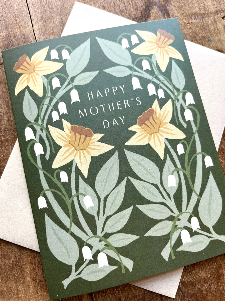Mother's Day Card "Flowers on Green"