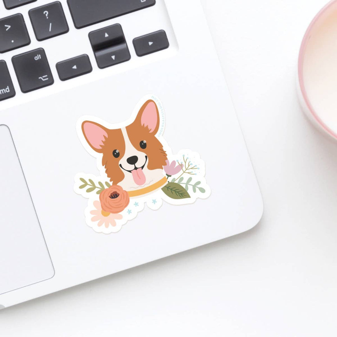 Sticker | Corgi Floral