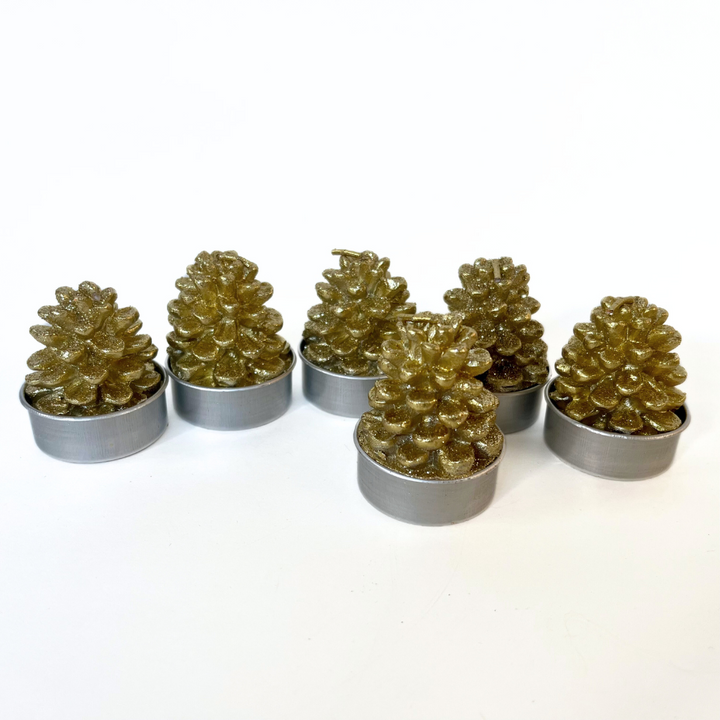 Christmas Votive Set | Gold Pinecones